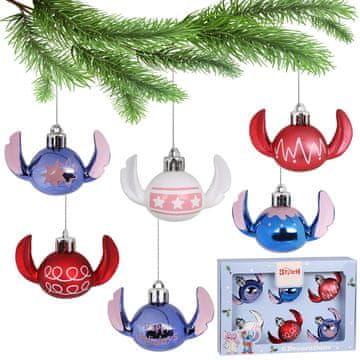 Disney DISNEY Stitch SET božičnih okraskov za drevesce, NELOMLJIVI, PLASTIČNI božični okraski, SET 6 kosov