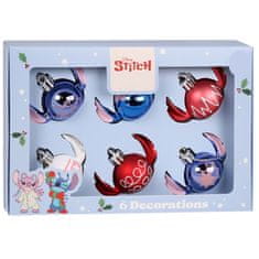 Disney DISNEY Stitch SET božičnih okraskov za drevesce, NELOMLJIVI, PLASTIČNI božični okraski, SET 6 kosov