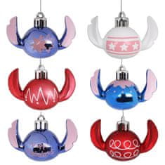 Disney DISNEY Stitch SET božičnih okraskov za drevesce, NELOMLJIVI, PLASTIČNI božični okraski, SET 6 kosov