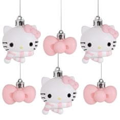 HELLO KITTY Hello Kitty SET božičnih okraskov za drevesce, NELOMLJIVI, PLASTIČNI božični okraski za drevesce, SET 6 kosov