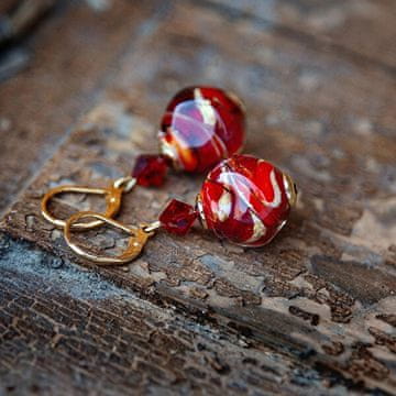 Lampglas 24-karatni zlati uhani z biseri Lampglas Cherry Temptation ERO26