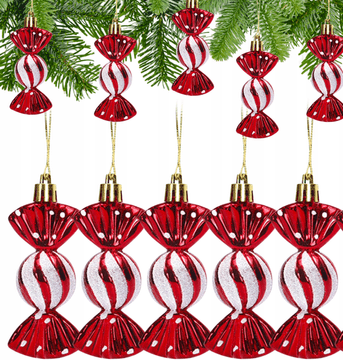 Korbi Nerazbite božične bombice v obliki bonbonov – rdeči komplet 6 kosov