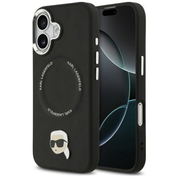 Karl Lagerfeld KARL LAGERFELD ovitek za IPHONE 17, združljiv z MagSafe KLHMP17SPSMLRKLK (PU Karl Pin) črn