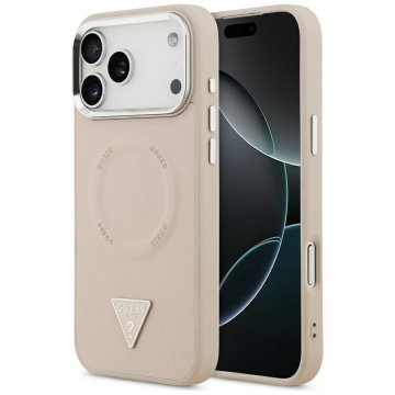 Guess GUESS ovitek za iPhone 17 Pro, združljiv z MagSafe GUHMP17LPSDTSCMP (PU z logotipom trikotnika) roza