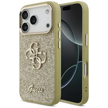 Guess GUESS ovitek za IPHONE 17 Pro GUHCP17LHG4SGCD (Fixed Glitter Big 4G Metal Frame) zlata barva