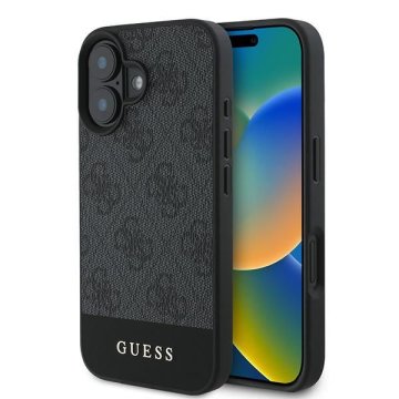 Guess GUESS ovitek za IPHONE 16 GUHCP16SG4GLGR (PC/TPU 4G PU spodnji trak) siva