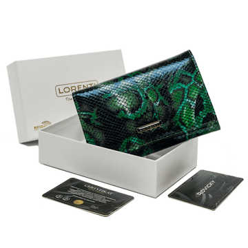 shumee Usnjena denarnica LORENTI, peresnica, kačja koža, HQ