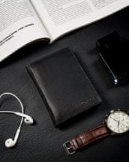 shumee Elegantna moška denarnica iz pravega usnja, črna, RFID zaščita - Rovicky