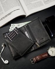 shumee Elegantna moška denarnica iz pravega usnja, črna, RFID zaščita - Rovicky
