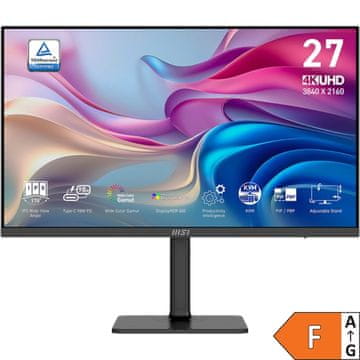 MSI Zaslon Modern MD272UPHG / 27" / UHD / IPS / 60Hz / 4ms (GtG) / KVM / črn - nastavljiv po višini - PD 98W