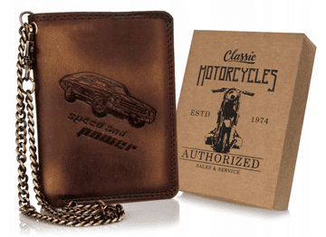 shumee Velika moška usnjena denarnica z verižico