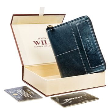 shumee Moška denarnica z navpično zadrgo in šivi, pravo usnje - Always Wild