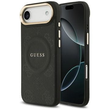 Guess GUESS ovitek za IPHONE 17 Air, združljiv z MagSafe GUHMP17MPSAMSECK (PU W/ Peony Hot Stamp) črn