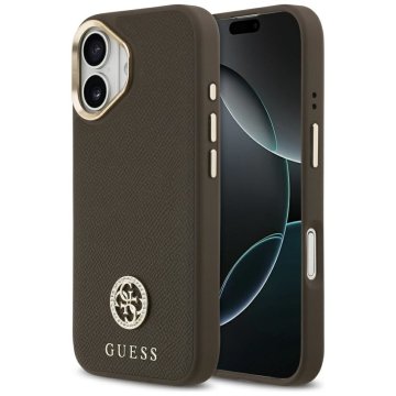 Guess GUESS ovitek za IPHONE 17, združljiv z MagSafe GUHMP17SPGCRMDEW (PU z zrnatim logotipom Strass) rjav