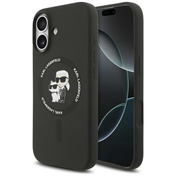 Karl Lagerfeld KARL LAGERFELD ovitek za IPHONE 17, združljiv z MagSafe KLHMP17SSCMKCRHK (silikonski KC Body Ring) črn