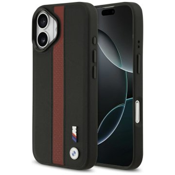 Bmw BMW ovitek za IPHONE 17, združljiv z MagSafe BMHMP17S25PCPSKR (PU Perforated Stripe Logo) rdeč