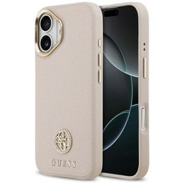 Guess GUESS ovitek za IPHONE 17, združljiv z MagSafe GUHMP17SPGCRMDEP (PU z zrnatim logotipom Strass) roza