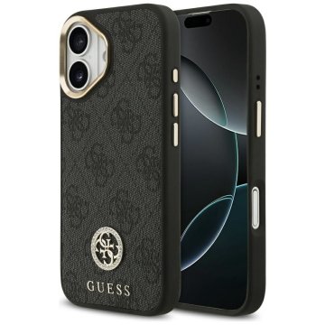 Guess GUESS ovitek za IPHONE 17, združljiv z MagSafe GUHMP17SP4GRMDEK (PU z logotipom 4G Strass) črn