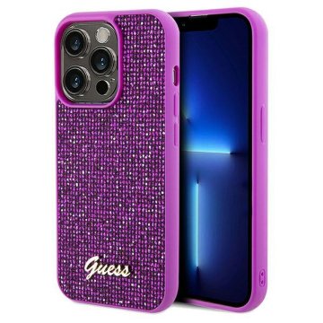 Guess GUESS ovitek za IPHONE 14 Pro GUHCP14LPMSDGSF (Disco Script Metal) fuksija