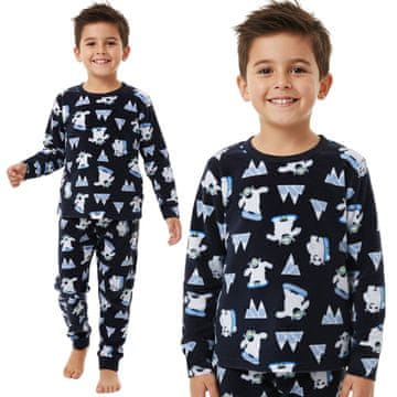 sarcia.eu TOPLA, dvodelna pižama za dečke z dolgimi rokavi, FLISA pižama YETI