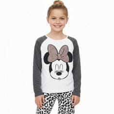 Disney DISNEY Minnie Mouse bombažne pižame z leopardjim potiskom za deklice, z dolgimi rokavi, potiskom iz bleščic 128cm