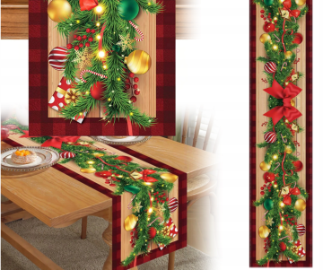 Korbi Božični tekač za mizo – okrasna praznična dekoracija, 183 cm, vzorec 3