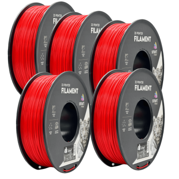 Smart Print 5x PLA Rdeča Filament 1.75 mm - Smart Print Biološko Razgradljiv PLA (1kg Kolut)