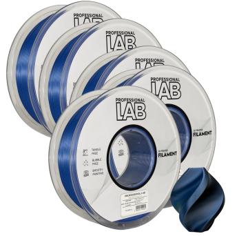 Professional Lab 5x Silk PLA Dvojna Barva črna modra filament 1.75mm - Professional Lab Sijajni Filament za 3D Tisk (1kg Kolut)