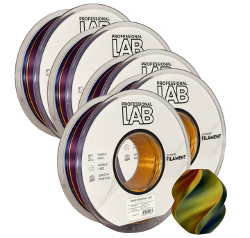 Professional Lab 5x Silk PLA Trojna Barva Sončni Obzorje filament 1.75mm - Professional Lab Sijajni Filament za 3D Tisk (1kg Kolut)