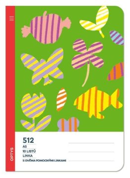 Optys Šolski delovni zvezek 512 z 2 vrsticama za pomoč Vzorci