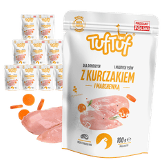 shumee TufTuf VREČKA MOKRIH PASJIH HRAN Z MLETIM PIŠČANCEM IN KORENJEM 10 x 100 g