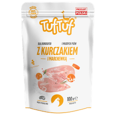 shumee TufTuf VREČKA MOKRIH PASJIH HRAN Z MLETIM PIŠČANCEM IN KORENJEM 10 x 100 g