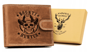 shumee Velika moška usnjena denarnica z zapiranjem na gumb - Always Wild