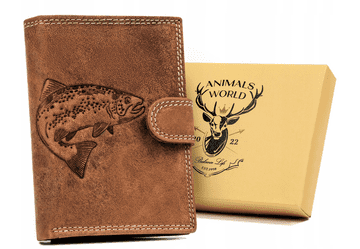 shumee Velika, navpična usnjena moška denarnica z zapiranjem na gumb - Always Wild