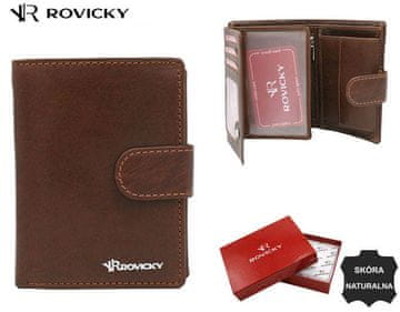 shumee Velika usnjena moška denarnica z zapiranjem na gumb - Rovicky
