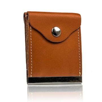 shumee Pravokotni bankovec iz naravnega usnja s kovinskim robom