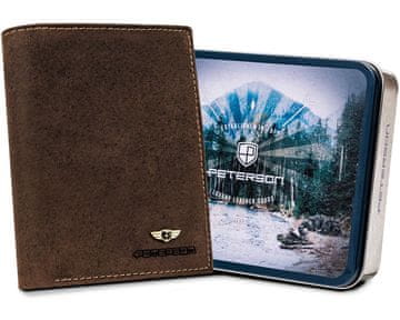 shumee Velika moška denarnica iz pravega usnja rjave barve, brez zaponke - Peterson