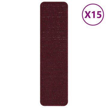 Vidaxl Podloge proti zdrsu za stopnice 15 pcs Bordo rdeča 75 x 20 cm