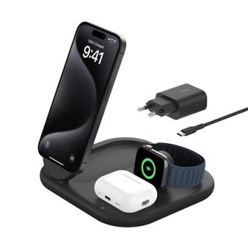Belkin BOOST CHARGE Qi2 15w Magnetni 3v1, črna