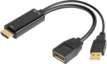 PremiumCord Adapter HDMI na DisplayPort moški/ženski z napajalnikom USB