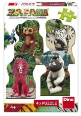 Dino Sestavljanka 4x54 kosov Zafari - Zoomba in prijatelji