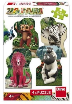 Dino Sestavljanka 4x54 kosov Zafari - Zoomba in prijatelji