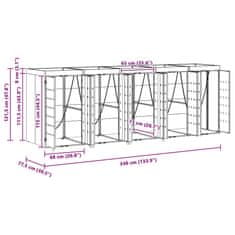 Vidaxl Shranjevanje kolesnega zaboja za 3 zaboje 340 x 77.5 x 115.5 cm