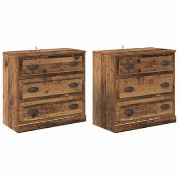 Vidaxl Stranske omare s predalom 2 pcs Star les 70 x 35,5 x 67,5 cm