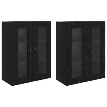 Vidaxl Omarice na steni 2 pcs Črna Orehovina 69,5 x 34 x 90 cm
