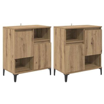 Vidaxl Stranske omare 2 pcs Umetni hrast 60 x 35 x 70 cm