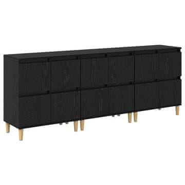 Vidaxl Stranske omare 3 pcs Črna Orehovina 60 x 35 x 70 cm