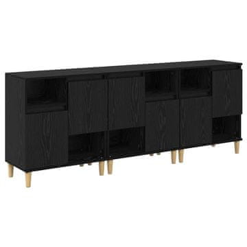 Vidaxl Stranske omare 3 pcs Črna Orehovina 60 x 35 x 70 cm