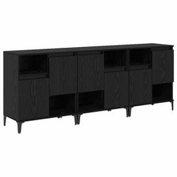 Vidaxl Stranske omare 3 pcs Črna Orehovina 60 x 35 x 70 cm