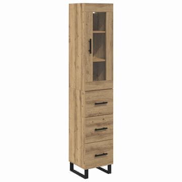 Vidaxl Visok predalnik Umetni hrast 34,5 x 34 x 180 cm Konstruiran les